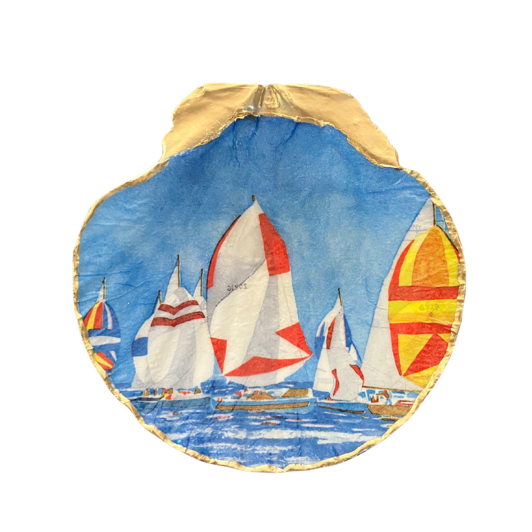 Colorful Sailboats Shell