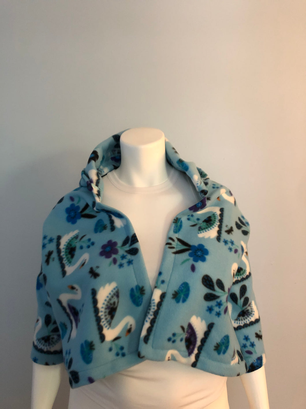 Fleece hooded shoulder wrap